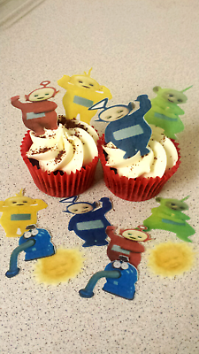 12 PRECUT Teletubbies Edible wafer/rice paper cupcake toppers
