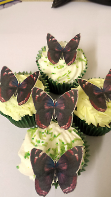 12 Precut Edible Deep Purple Butterflies for cakes and cupcake toppers