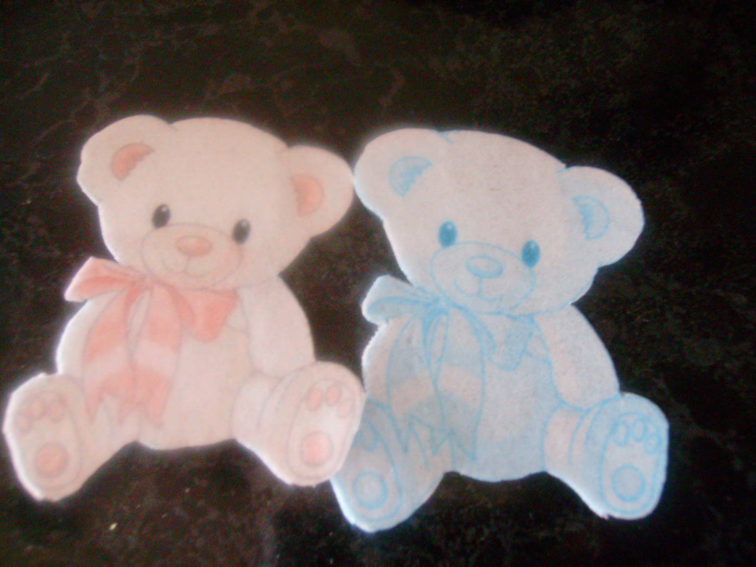 12 Precut Edible Teddy Bears for cake/cupcake/christening/Birthday/Baby