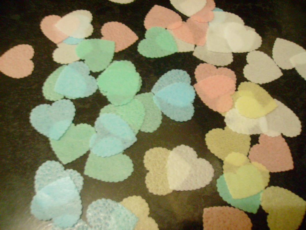 50 Small Precut Edible wafer/rice paper Hearts in various colours cake/cupcake