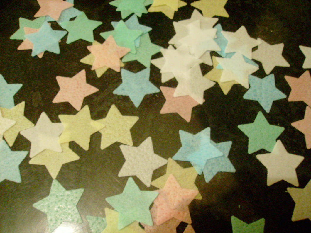 50 Small Precut Edible wafer/rice paper Stars in various colours cake/cupcake