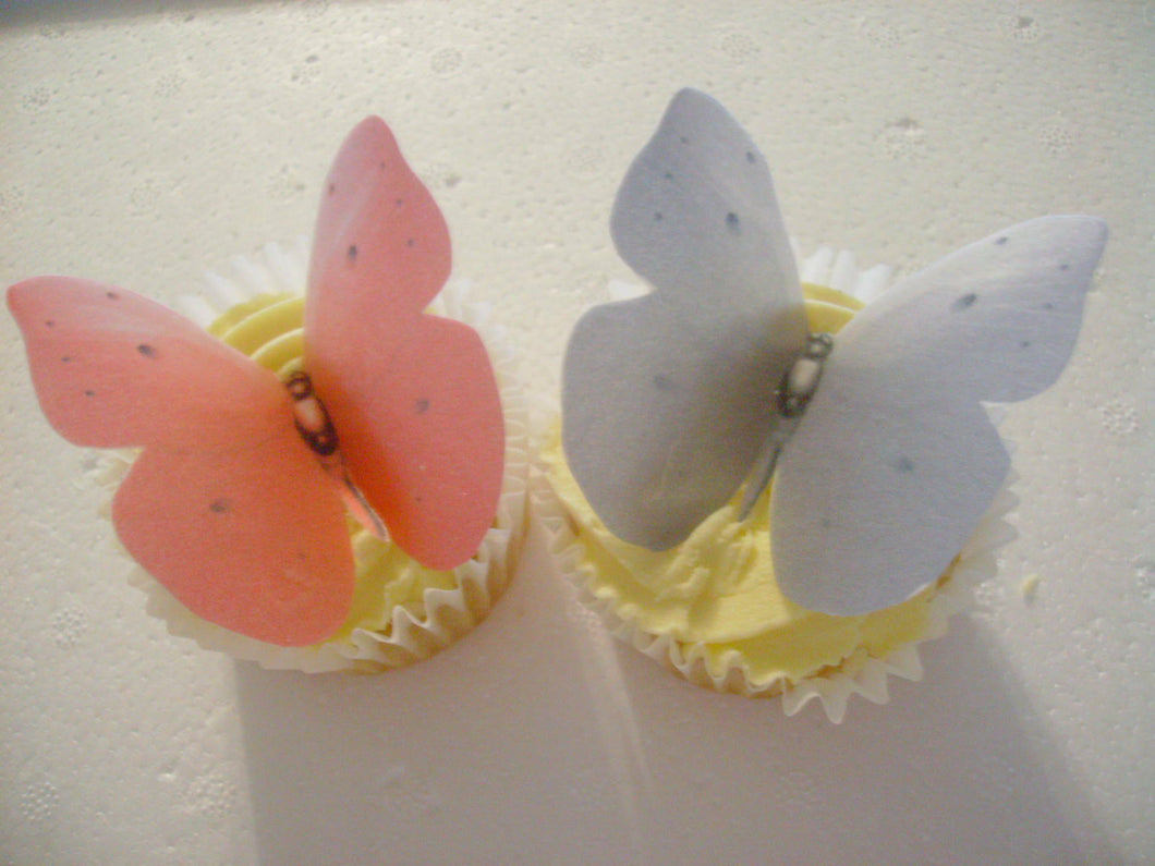 12 Large Pink & Purple Edible paper butterflies cupcake/cake toppers PRECUT