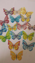 Load image into Gallery viewer, 16 PRECUT Multi Colour Edible wafer/rice paper Butterflies cake/cupcake toppers
