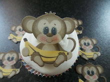 Load image into Gallery viewer, 12 PRECUT Edible paper Monkeys for cakes/cupcake toppers

