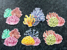 Load image into Gallery viewer, 14 Edible Precut Coral wafer/rice paper cake and cupcake toppers
