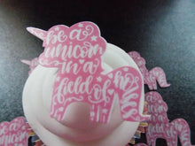 Load image into Gallery viewer, 12 PRECUT Pink Unicorn Edible wafer/rice paper cake/cupcake toppers
