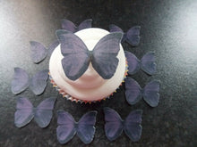 Load image into Gallery viewer, 16 PRECUT Purple Butterflies cake/cupcake toppers
