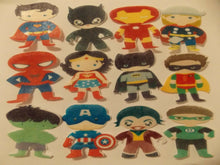 Load image into Gallery viewer, 12 PRECUT edible wafer/rice paper superhero Babies cake/cupcake toppers
