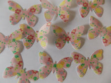 Load image into Gallery viewer, 20 PRECUT Edible Pink Flower wafer paper Butterflies cake/cupcake toppers
