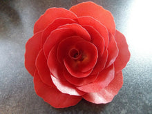 Load image into Gallery viewer, 1 Extra Large edible wafer/rice paper red rose flower cake topper
