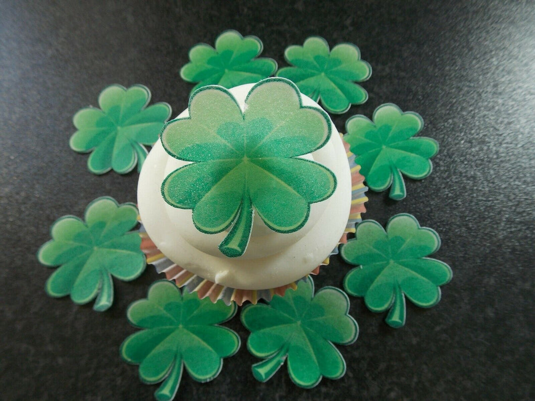 12 PRECUT Edible Four Leaf Clover/Lucky wafer/rice paper cake/cupcake toppers