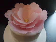 Load image into Gallery viewer, 1 Extra Large edible wafer/rice paper pink peony rose flower cake topper
