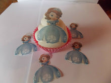 Load image into Gallery viewer, 12 PRECUT Shaped Sofia the first Edible wafer/rice paper cake/cupcake toppers
