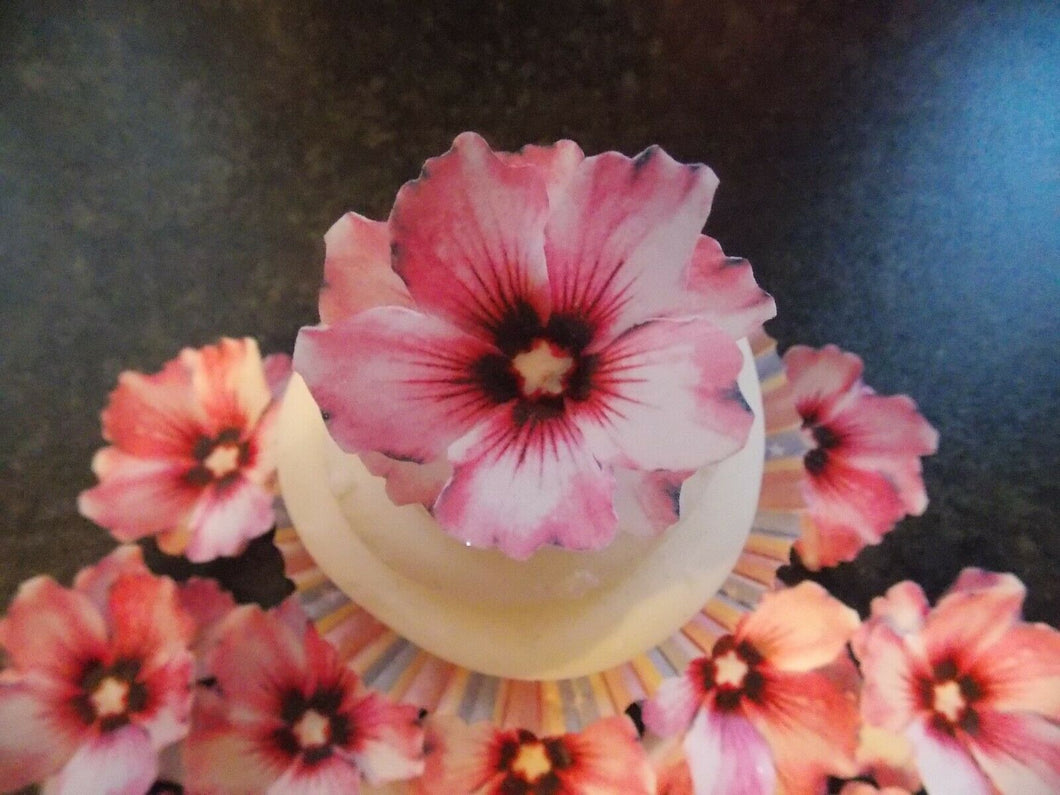 12 x 3D Edible Pink (a) flowers wafer/rice paper cake/cupcake toppers