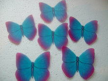 Load image into Gallery viewer, 12 PRECUT Pink/Blue Edible paper butterflies cupcake toppers
