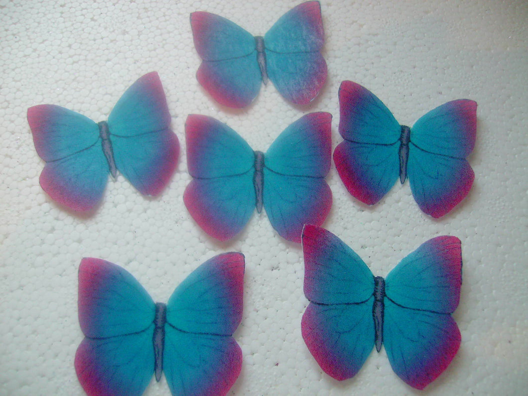 12 PRECUT Pink/Blue Edible paper butterflies cupcake toppers