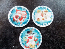 Load image into Gallery viewer, 12 PRECUT Edible Christmas/xmas Discs wafer paper cake/cupcake toppers (8)
