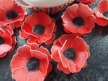 Load image into Gallery viewer, 12 x 3D Edible Poppy flowers wafer/rice paper cake/cupcake toppers
