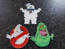 Load image into Gallery viewer, 12 PRECUT Edible Ghostbusters wafer/rice paper cake/cupcake toppers
