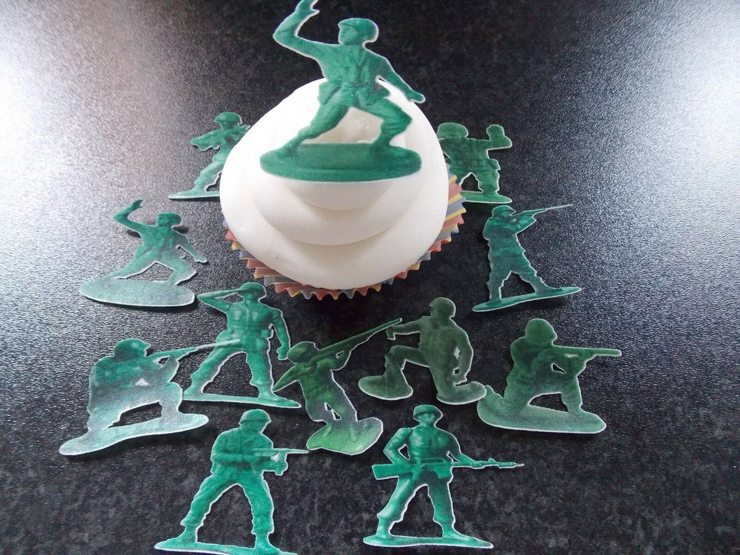 12 PRECUT  Edible Toy Soldiers wafer/rice paper cake/cupcake toppers