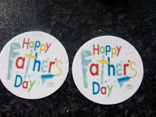 Load image into Gallery viewer, 12 PRECUT Edible Father/Dad Day wafer/rice paper cake/cupcake toppers (3)
