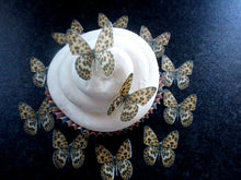 Load image into Gallery viewer, 30 Small Edible Leopard Print Butterflies wafer/rice paper cake/cupcake toppers
