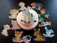 Load image into Gallery viewer, 12 PRECUT Edible Farm Animals wafer/rice paper cake/cupcake toppers

