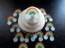 Load image into Gallery viewer, 24 Precut Edible Small Rainbow wafer paper cake/cupcake toppers
