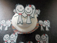 Load image into Gallery viewer, 12 PRECUT Edible Mr and Mrs Wedding wafer/rice paper cake/cupcake toppers (1)
