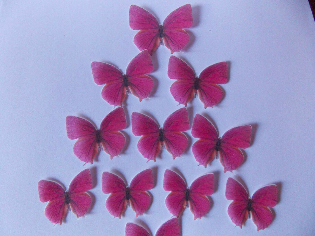 44 PRECUT Edible Pink(C) wafer/rice paper Butterflies cake/cupcake toppers