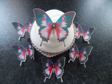 Load image into Gallery viewer, 12 PRECUT Pink Butterflies Edible wafer/rice paper cupcake toppers (D)
