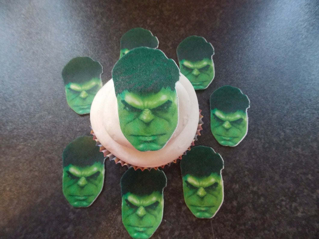 Large Edible precut Incredible Hulk cake and cupcake toppers
