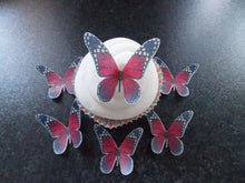 Load image into Gallery viewer, 12 PRECUT Pink and Purple Butterflies Edible wafer/rice paper cupcake toppers(E)
