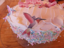 Load image into Gallery viewer, 14 PRECUT Edible wafer/rice paper Humming Birds cake/cupcake toppers
