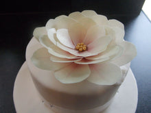 Load image into Gallery viewer, 1 Extra Large edible wafer/rice paper cream/ivory open rose flower cake topper

