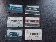 Load image into Gallery viewer, 18 PRECUT Cassette Tapes 80&#39;s Retro Edible wafer/rice paper cake/cupcake toppers
