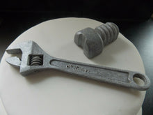 Load image into Gallery viewer, 5 Piece Edible fondant Spanner, Nuts and Bolts cake/cupcake toppers
