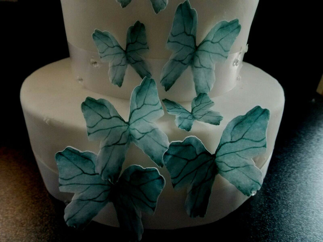 22 PRECUT Grey/silver Edible wafer paper Butterflies cake/cupcake toppers (1)