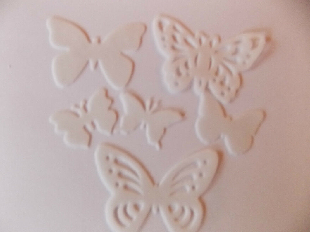 48 Precut Edible White Butterflies for cakes and cupcake toppers