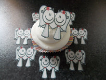 Load image into Gallery viewer, 12 PRECUT Edible Mrs and Mrs Wedding wafer/rice paper cake/cupcake toppers (1)
