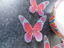 Load image into Gallery viewer, 12 PRECUT Red Butterflies Edible wafer/rice paper cupcake toppers(E)
