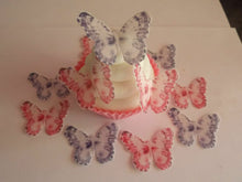 Load image into Gallery viewer, 24 **PRECUT** Pink and Purple Edible Butterflies cake/cupcake toppers
