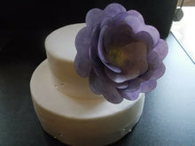 Load image into Gallery viewer, 1 Extra Large edible wafer/rice paper purple open flower cake topper

