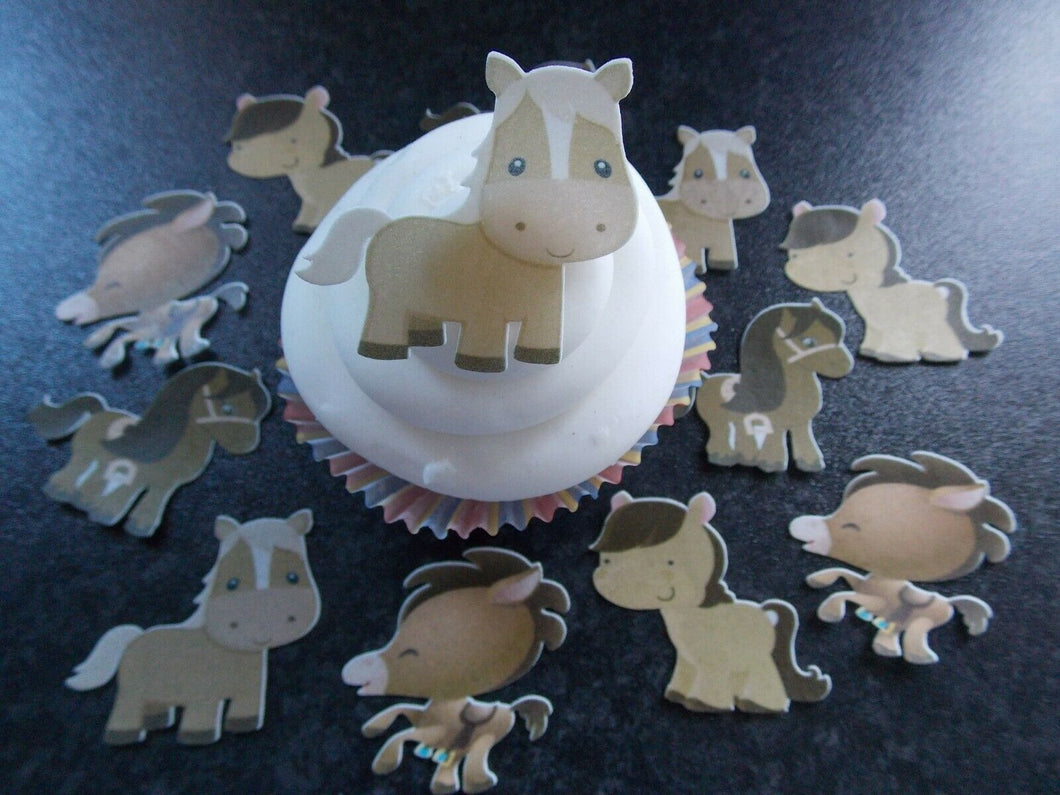 12 PRECUT Edible Horse wafer/rice paper cake/cupcake toppers