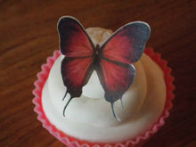 Load image into Gallery viewer, 12 PRECUT Edible Raspberry wafer/rice paper Butterflies cake/cupcake toppers
