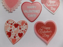 Load image into Gallery viewer, 12 PRECUT edible wafer/rice paper Valentine Hearts cake/cupcake toppers
