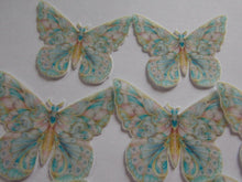 Load image into Gallery viewer, 32 PRECUT Edible Vintage Green Butterflies cake/cupcake toppers
