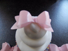 Load image into Gallery viewer, 8 x 3D Edible shaped pink bows wafer/rice paper cake/cupcake toppers
