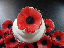 Load image into Gallery viewer, 12 x 3D Edible Poppy flowers wafer/rice paper cake/cupcake toppers
