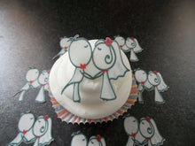 Load image into Gallery viewer, 12 PRECUT Edible Mr and Mrs Wedding wafer/rice paper cake/cupcake toppers (2)

